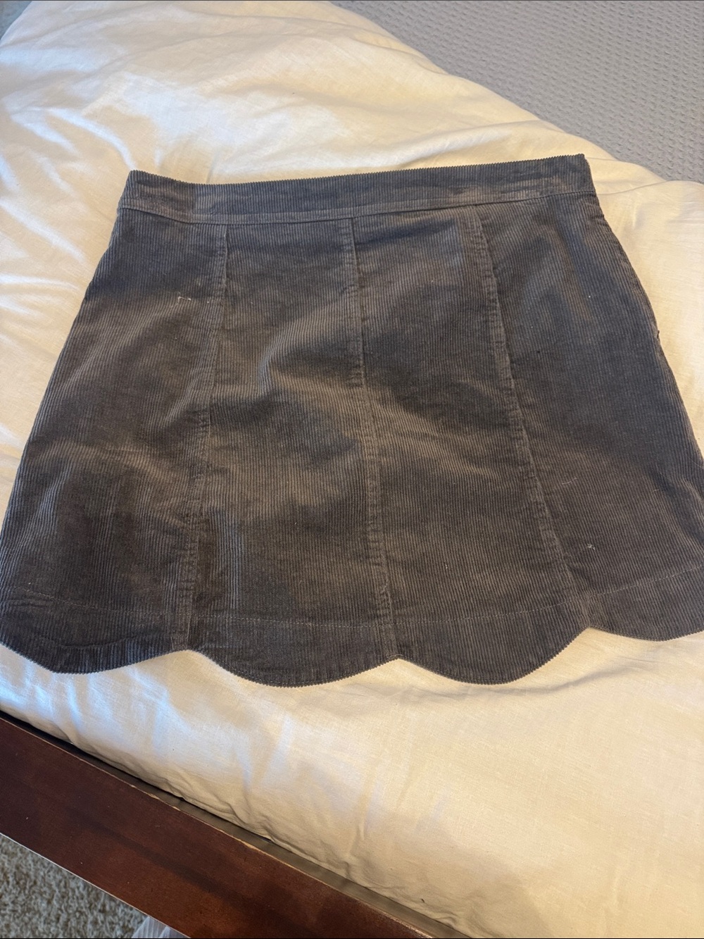 Altar'd State Charcoal Scalloped Corduroy Mini Skirt